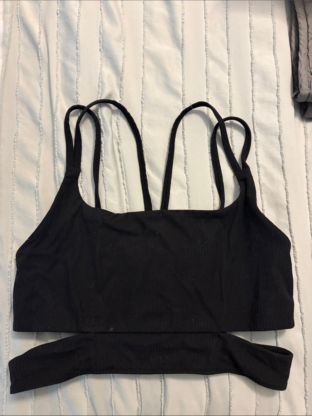 lululemon athletica Black Ribbed Strappy Sports Bra